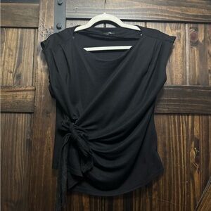 Papermoon Black Draped Blouse with Side Tie